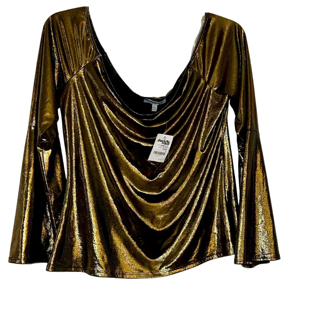 NWT CHARLOTTE RUSSE  Blouse Gold Shimmer Women's Size L